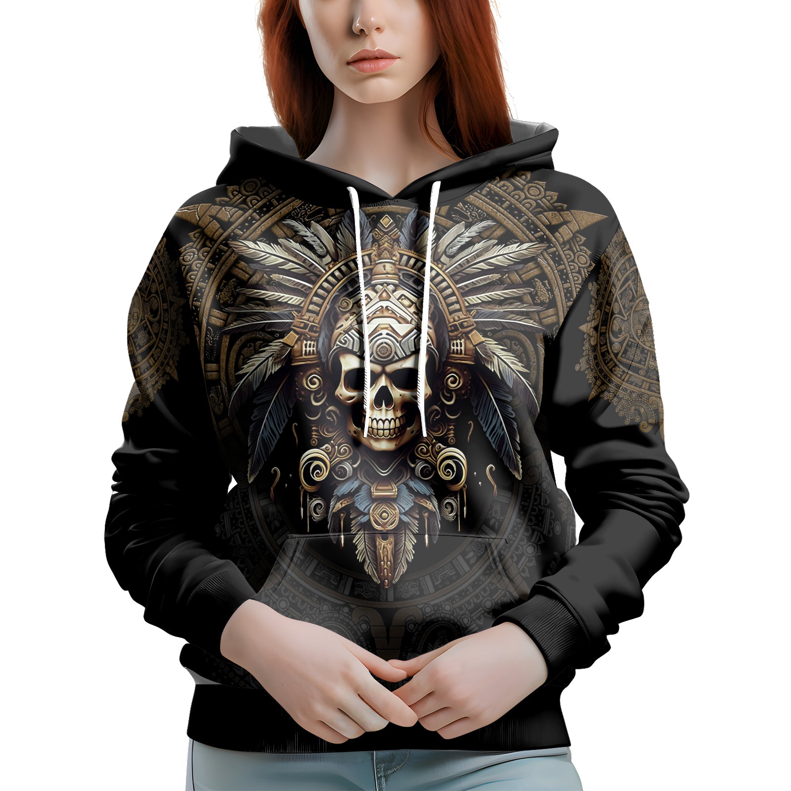 Rashninja Aztec Tribe Headman Skull AOP Hoodie