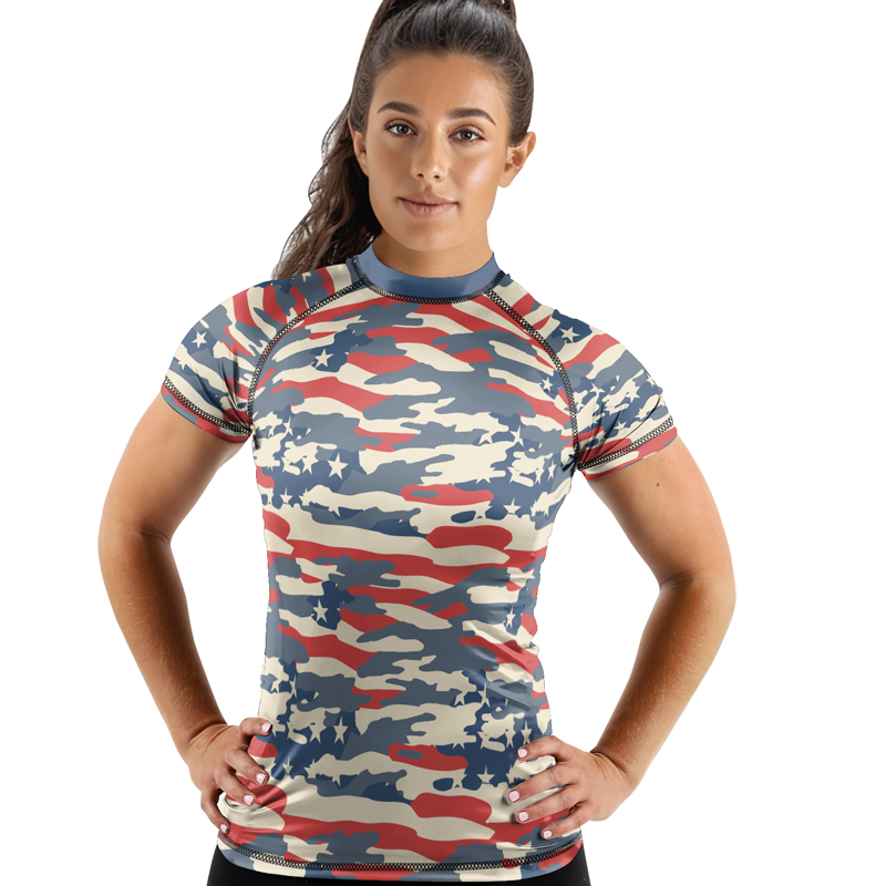 Rashninja American Camouflage Women's Short Sleeve Rash Guard