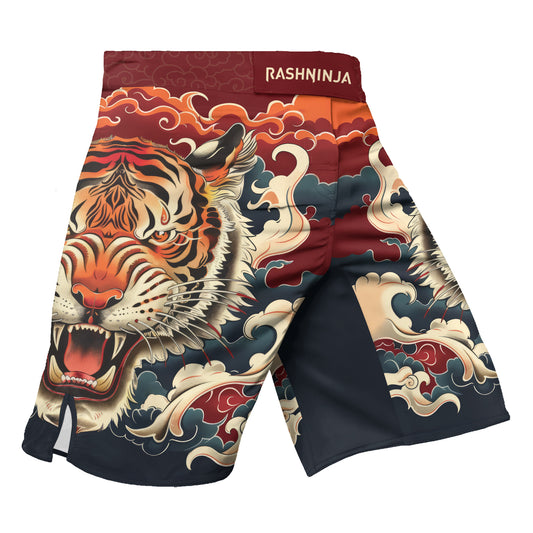 Rashninja Tiger Cloud Black Red Men's Fight Shorts