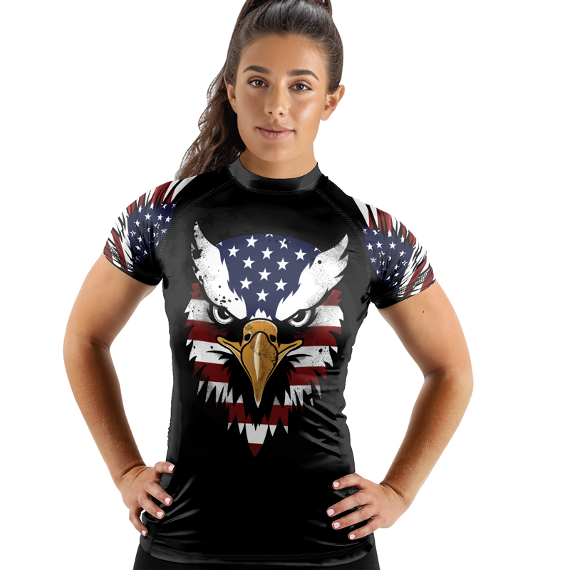 Rashninja American Eagle Head Women's Short Sleeve Rash Guard