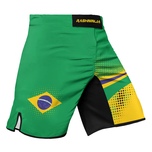 Rashninja Brazilian Green and Gold Victory Men's Fight Shorts