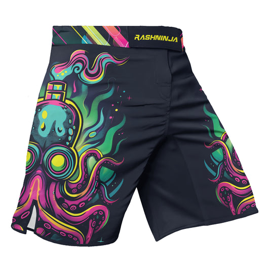 Rashninja Octopus Green Purple Men's Fight Shorts
