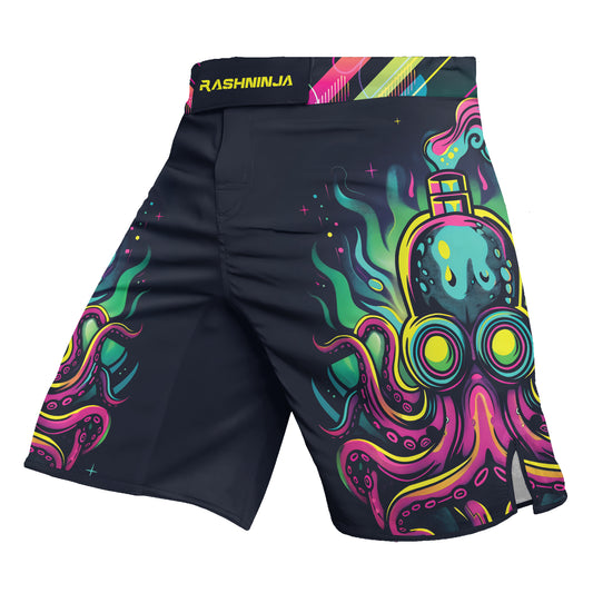 Rashninja Octopus Green Purple Men's Fight Shorts