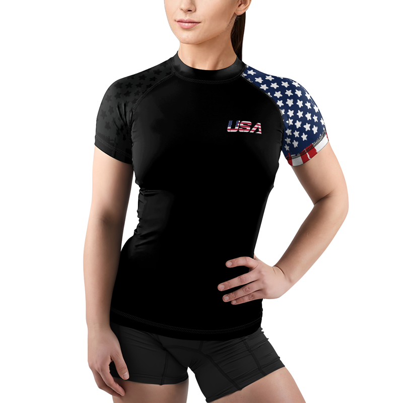 Rashninja American Flag Women's Short Sleeve Rash Guard