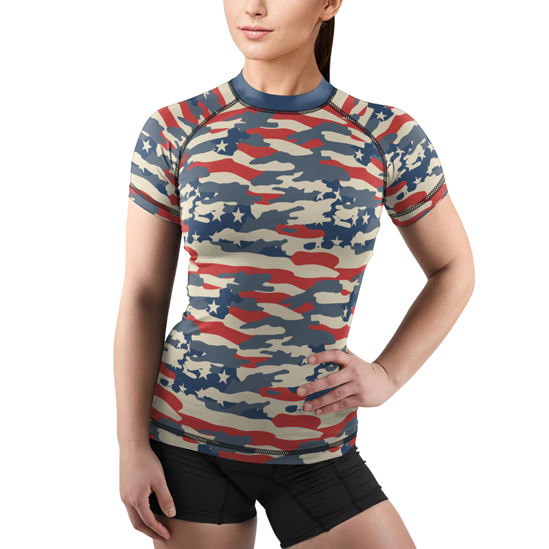 Rashninja American Camouflage Women's Short Sleeve Rash Guard