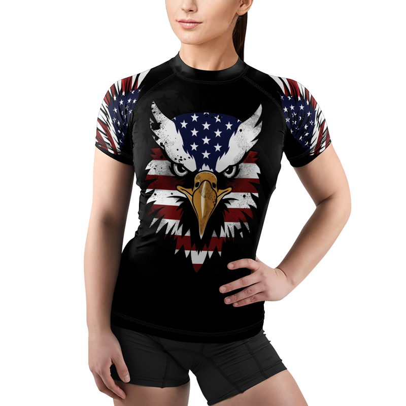 Rashninja American Eagle Head Women's Short Sleeve Rash Guard