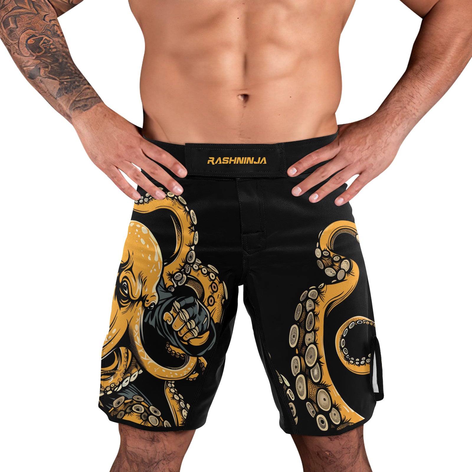 Rashninja Octopus Yellow Men's Fight Shorts

