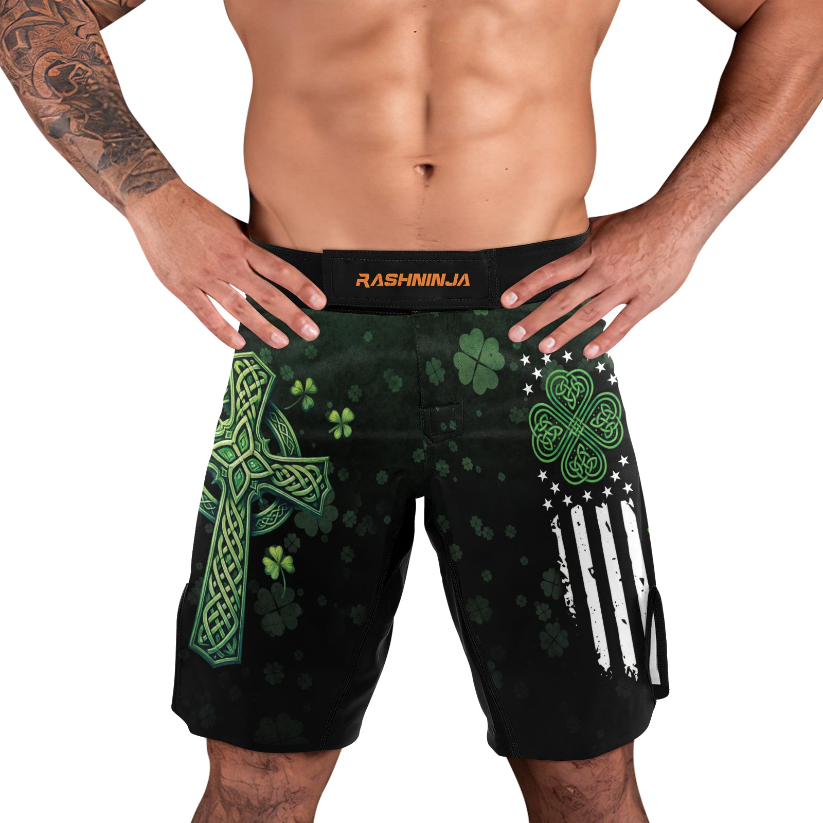 Rashninja Irish Patrick Men's Fight Shorts | Irish Patrick MMA Shorts