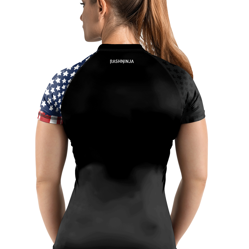 Rashninja American Flag Women's Short Sleeve Rash Guard