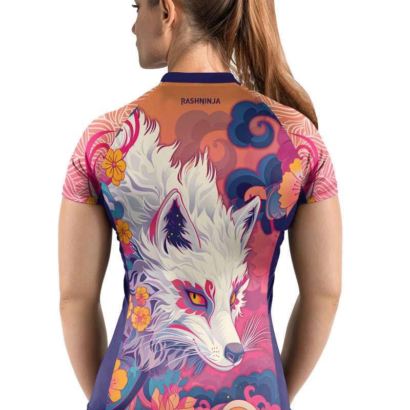 Rashninja Japanese White Kitsune Women's Short Sleeve Rash Guard