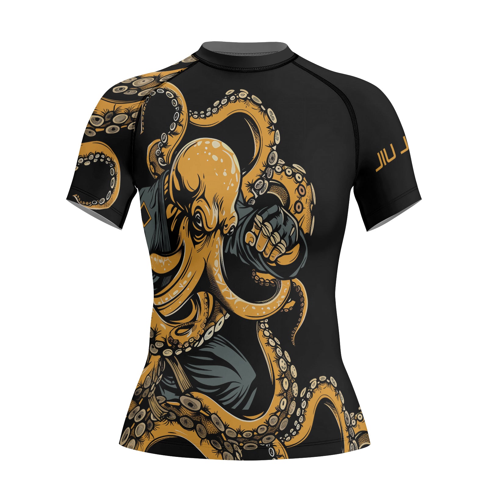 Rashninja Octopus Yellow Women's Short Sleeve Rash Guard

