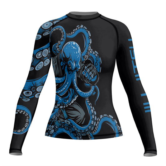 Rashninja Octopus Blue Women's Long Sleeve Rash Guard


