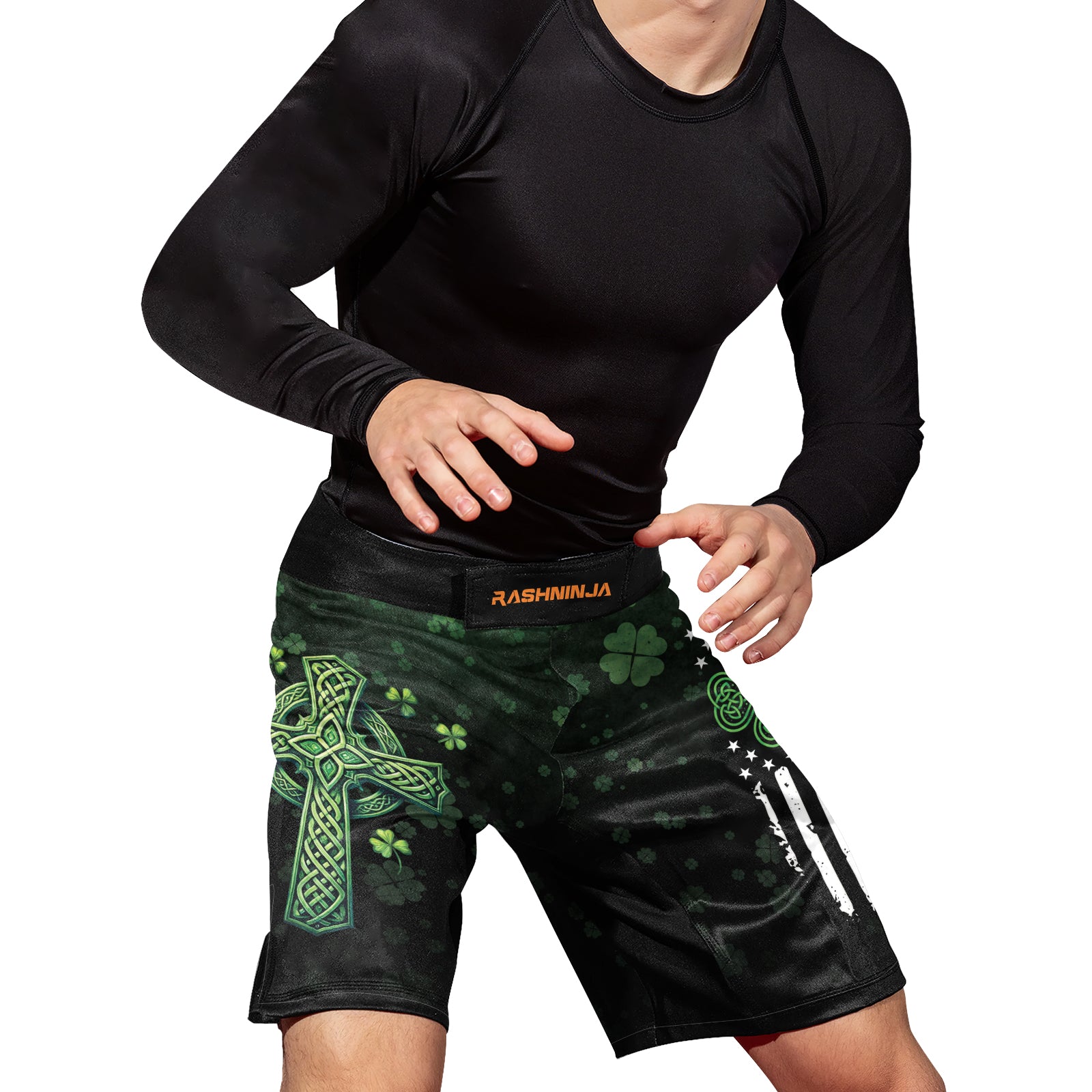 Rashninja Irish Patrick Men's Fight Shorts | Irish Patrick MMA Shorts