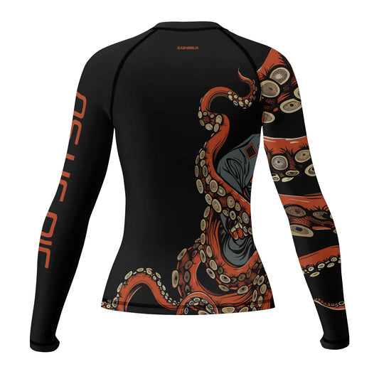 Rashninja Octopus Red Women's Long Sleeve Rash Guard