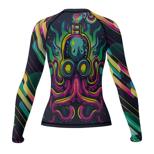 Rashninja Octopus Green Purple Women's Long Sleeve Rash Guard