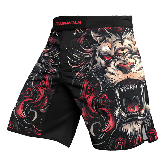 Rashninja Luminous Lion Men's Fight Shorts | Lion Compression Shorts