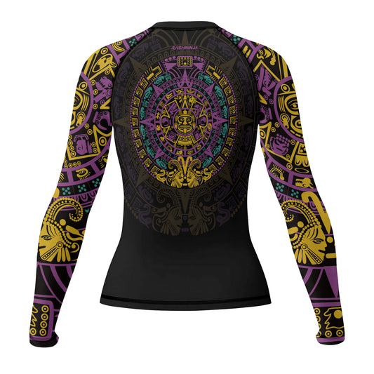 Rashninja Aztec Purple Tribe Headman Women's Long Sleeve Rash Guard