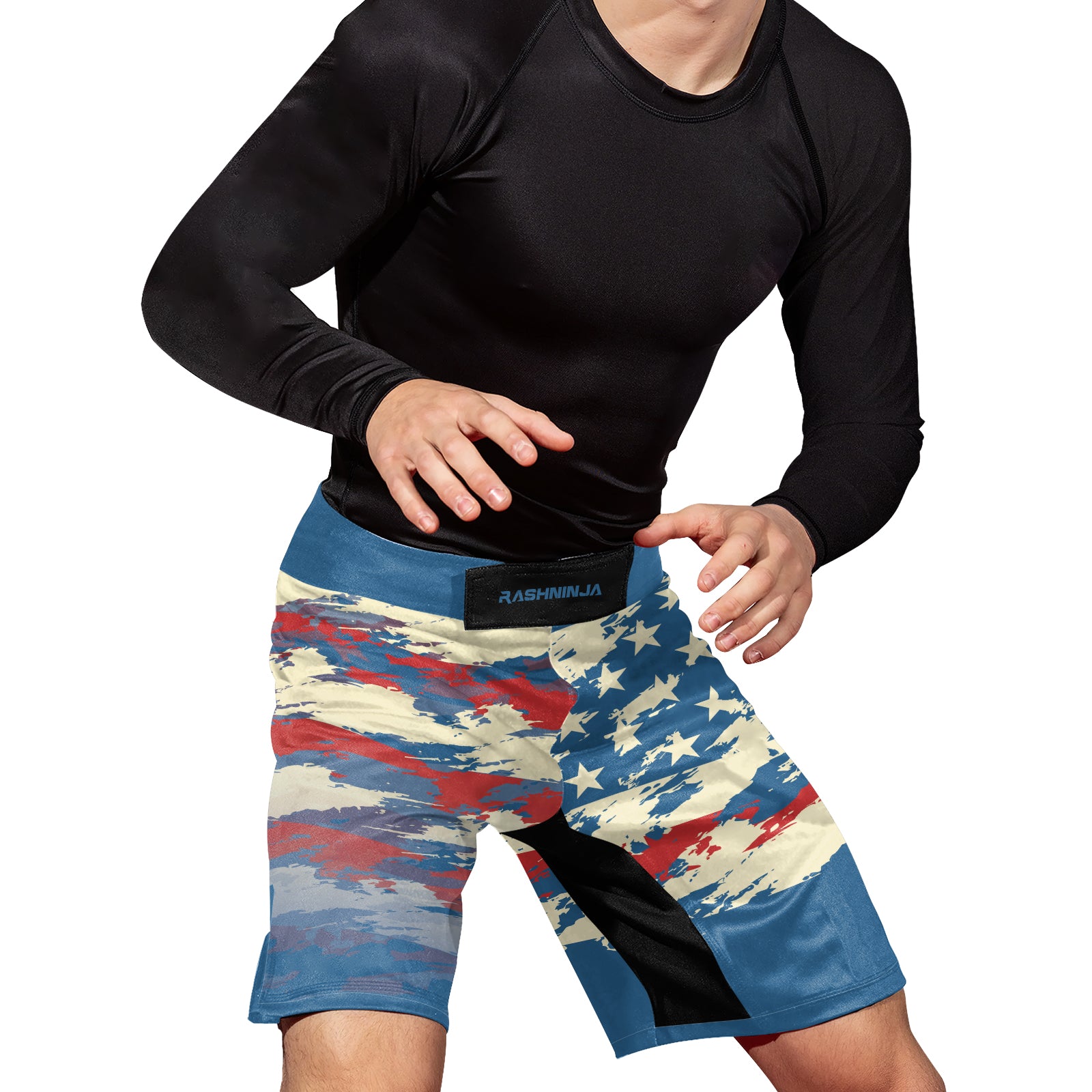 Rashninja American Flag Patriotic Men's Fight Shorts