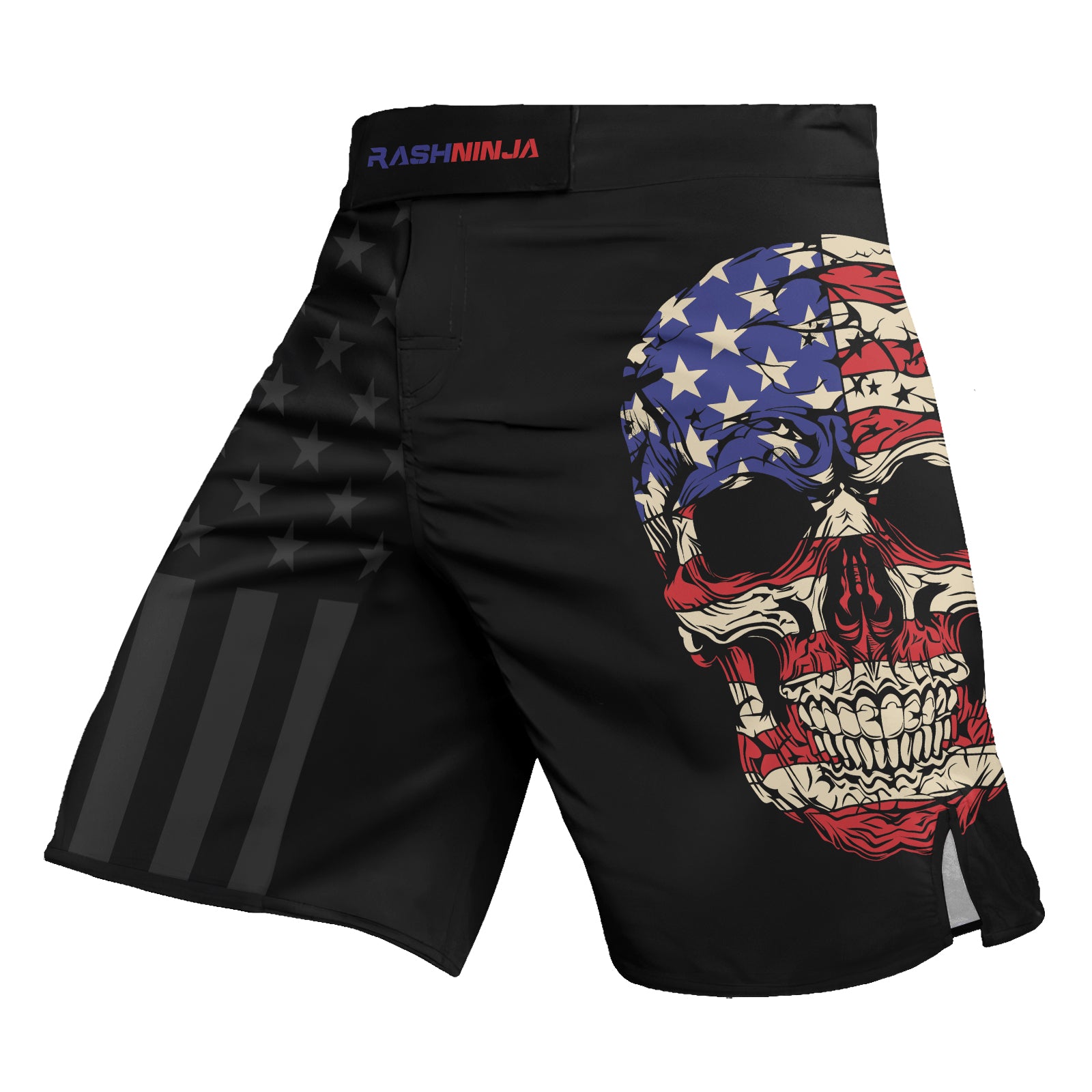 Rashninja Patriotic Skull Stripes Men's Fight Shorts