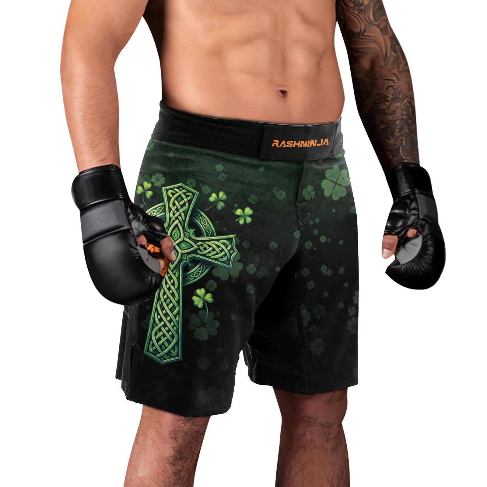 Rashninja Irish Patrick Men's Fight Shorts | Irish Patrick MMA Shorts