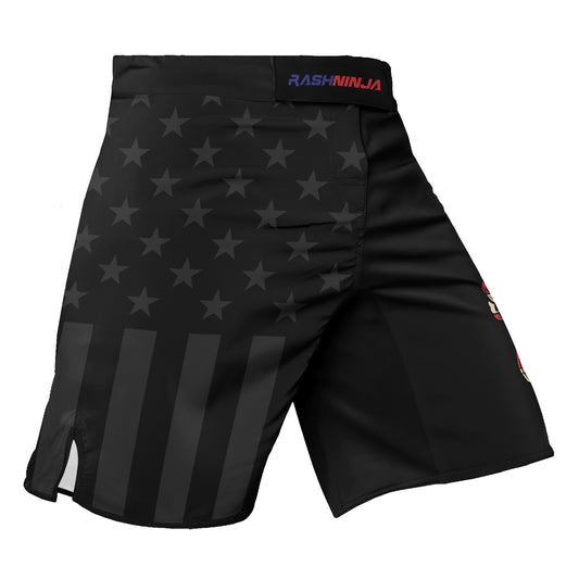 Rashninja Patriotic Skull Stripes Men's Fight Shorts
