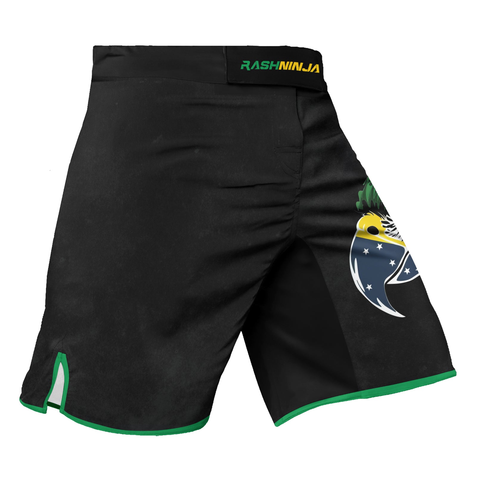 Rashninja Bird Warrior with Brazil Flag Men's Fight Shorts