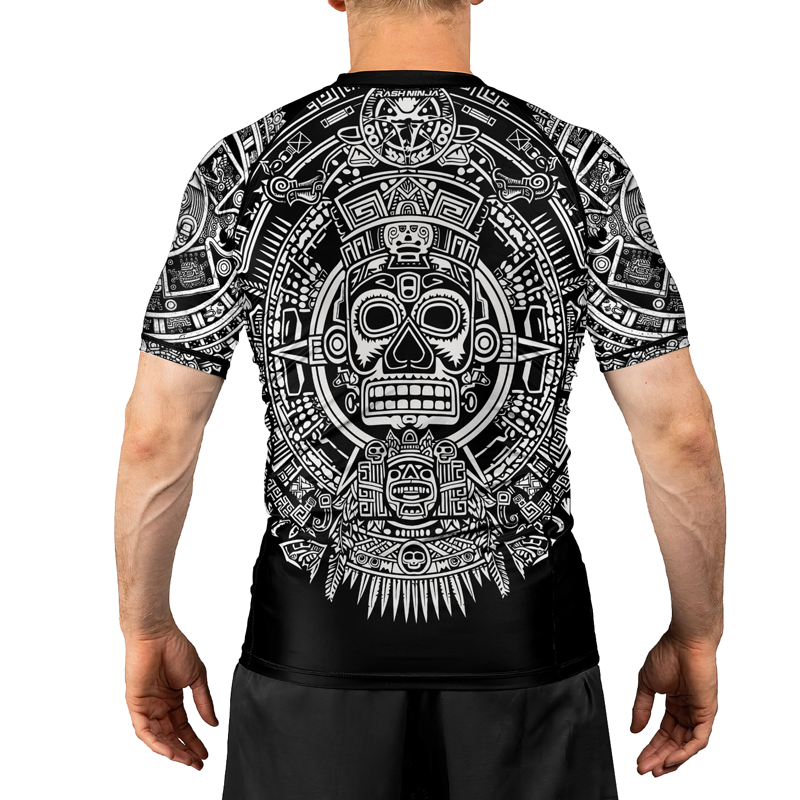 Rashninja Aztec Sun Stone Ranked Men's Short Sleeve Rash Guard