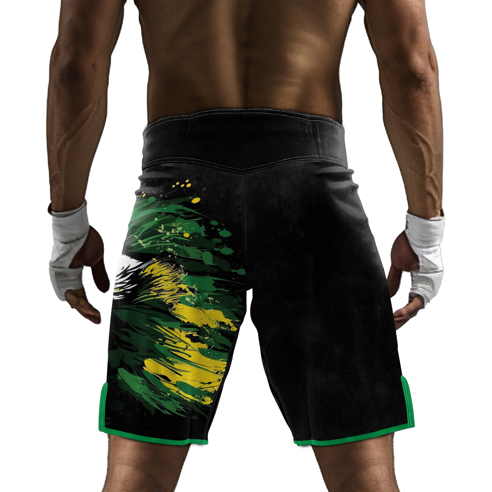 Rashninja Bird Warrior with Brazil Flag Men's Fight Shorts