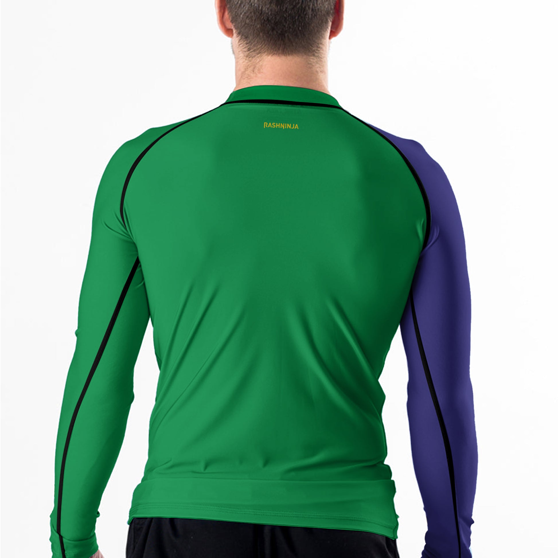 Rashninja Brazilian Green and Gold Victory Men's Long Sleeve Rash Guard