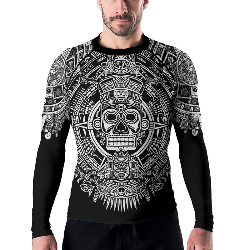 Rashninja Aztec Sun Stone Ranked Men's Long Sleeve Rash Guard