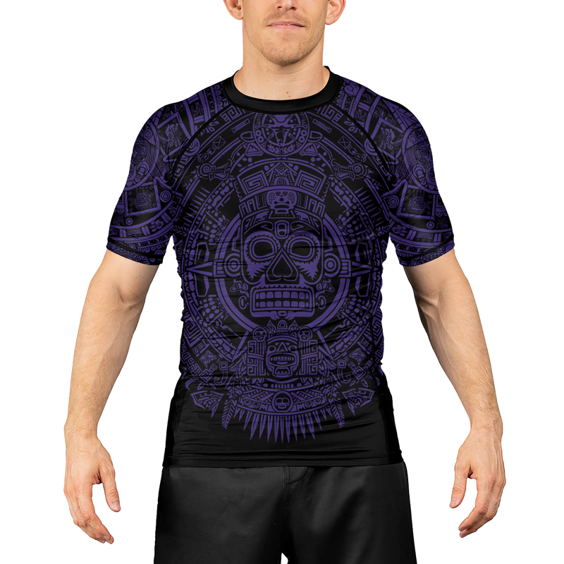 Rashninja Aztec Sun Stone Ranked Men's Short Sleeve Rash Guard