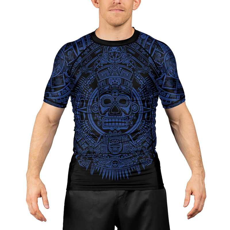 Rashninja Aztec Sun Stone Ranked Men's Short Sleeve Rash Guard