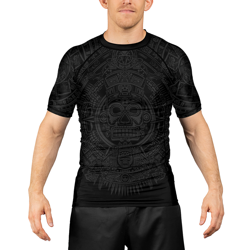 Rashninja Aztec Sun Stone Ranked Men's Short Sleeve Rash Guard