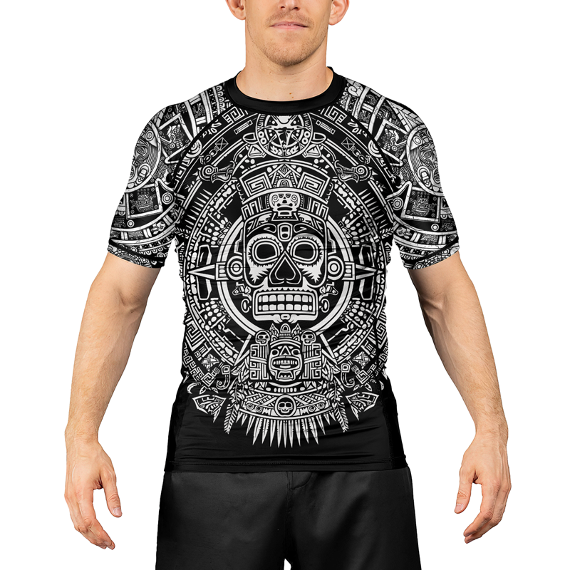 Rashninja Aztec Sun Stone Ranked Men's Short Sleeve Rash Guard