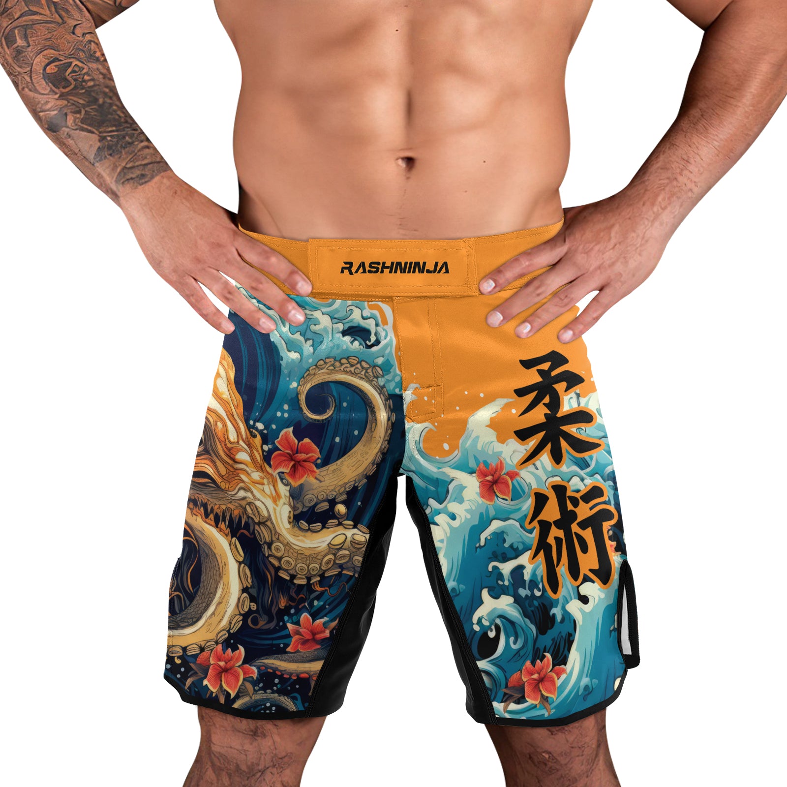 Rashninja Octopus Waves Men's Fight Shorts | Compression Shorts