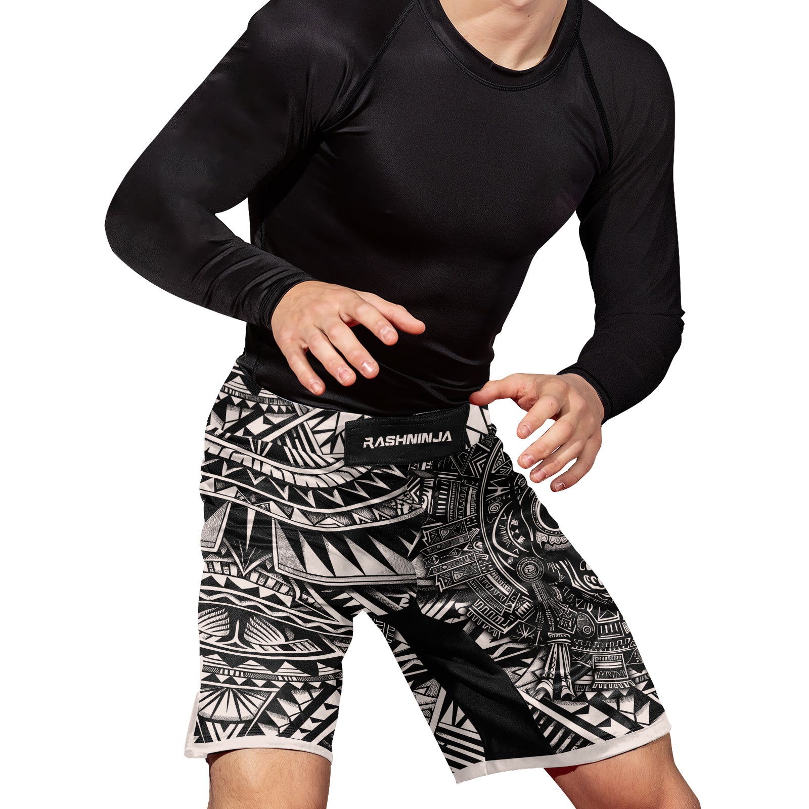 Rashninja Aztec Tribe Warrior Cranium Men's Fight Shorts