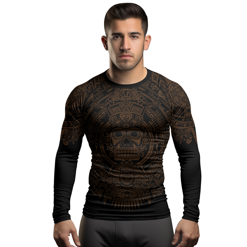 Rashninja Aztec Sun Stone Ranked Men's Long Sleeve Rash Guard