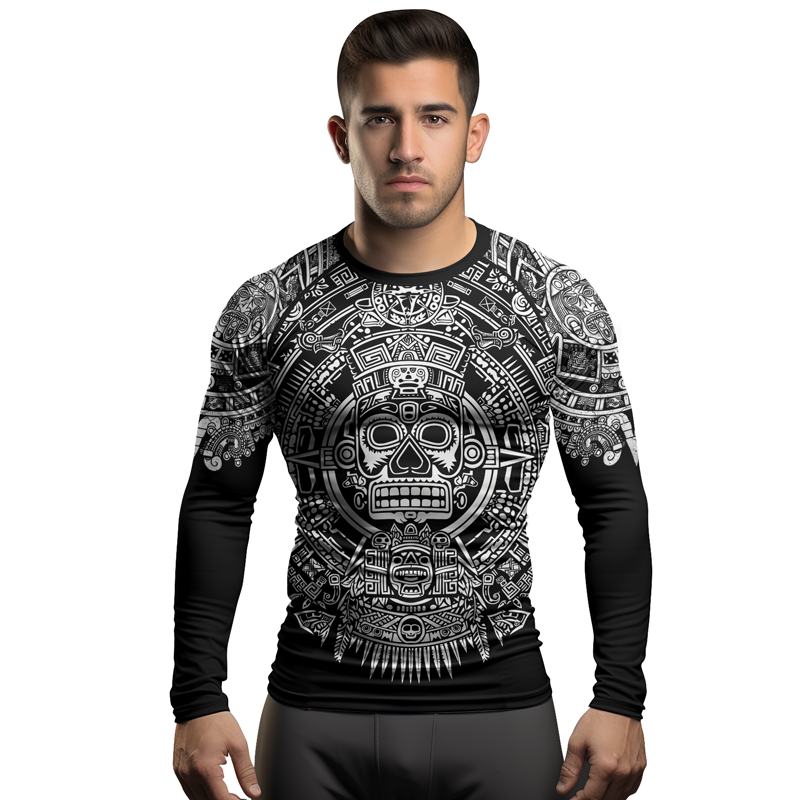 Rashninja Aztec Sun Stone Ranked Men's Long Sleeve Rash Guard