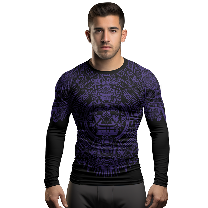 Rashninja Aztec Sun Stone Ranked Men's Long Sleeve Rash Guard