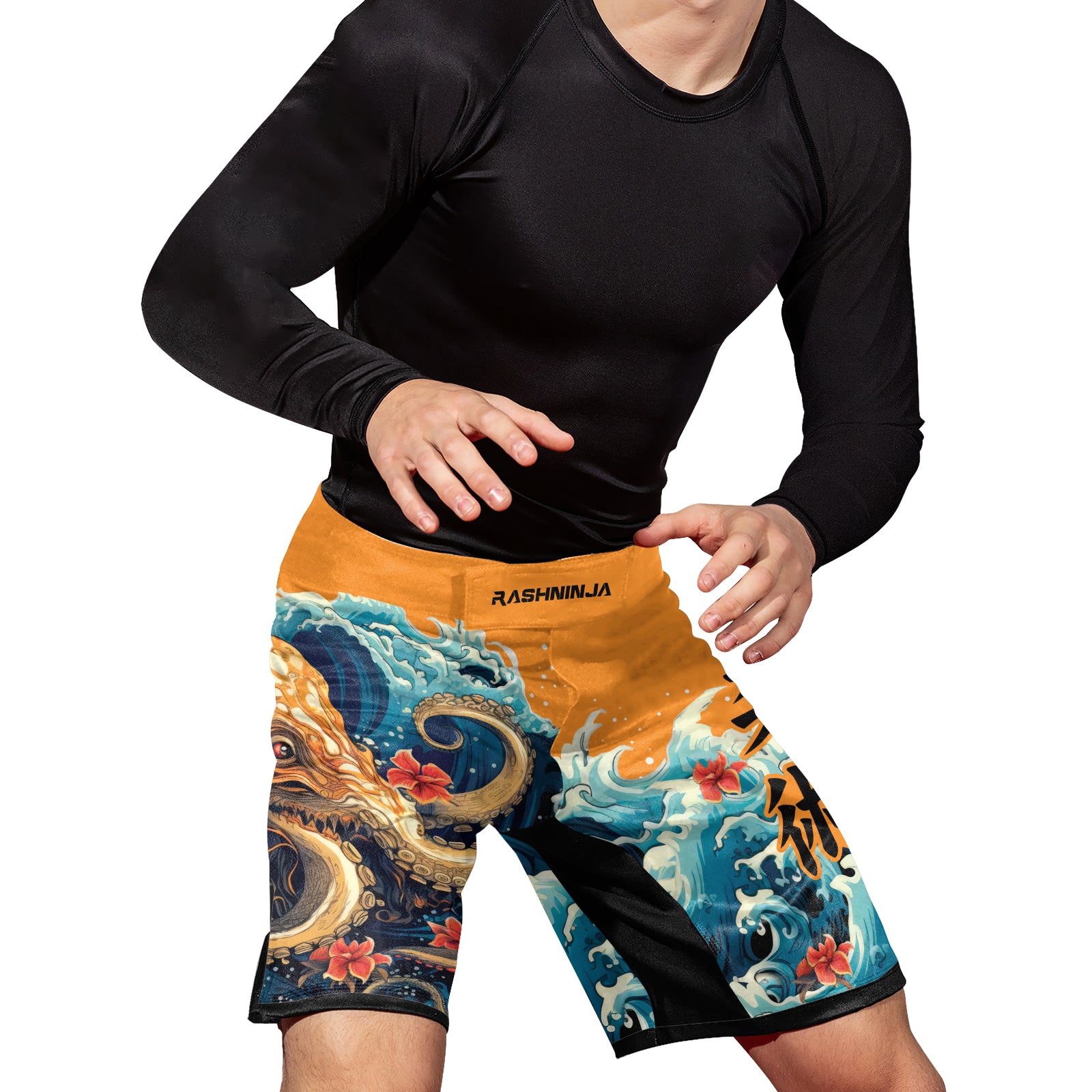 Rashninja Octopus Waves Men's Fight Shorts | Compression Shorts