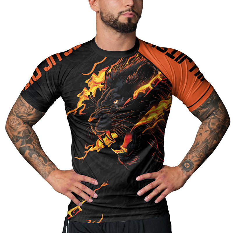 Rashninja Regal Roar Men's Short Sleeve Rash Guard | Lion Fightwear