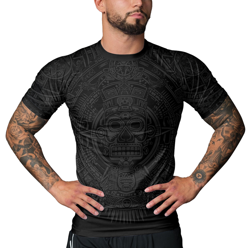 Rashninja Aztec Sun Stone Ranked Men's Short Sleeve Rash Guard