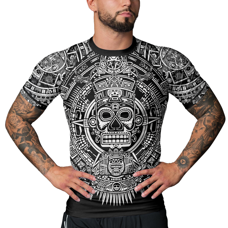 Rashninja Aztec Sun Stone Ranked Men's Short Sleeve Rash Guard