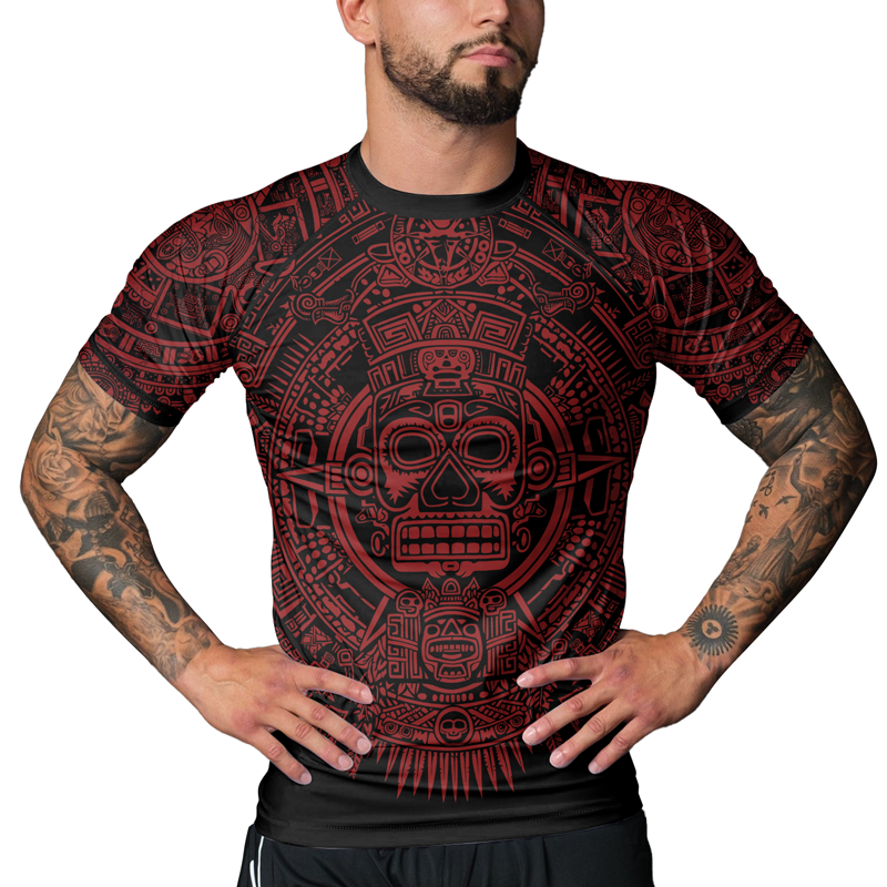 Rashninja Aztec Sun Stone Ranked Men's Short Sleeve Rash Guard