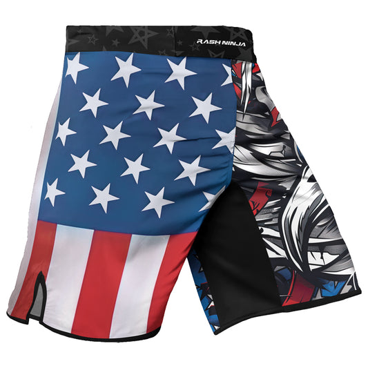 Rashninja Patriotic Eagle Sleeve Men's Fight Shorts