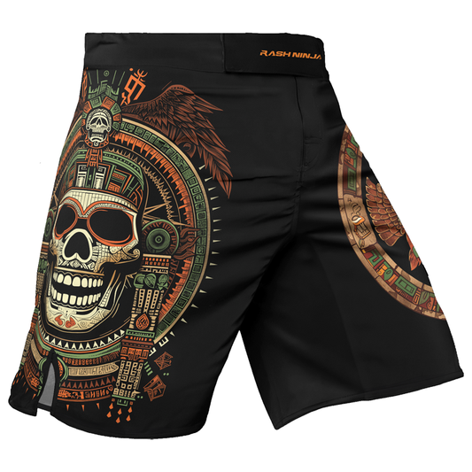 Rashninja Aztec Feathered Skull Men's Fight Shorts