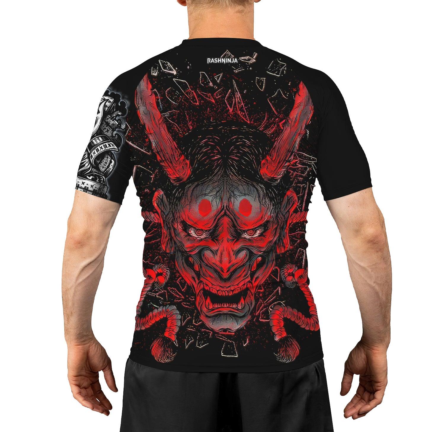 Rashninja Dragon Samurai Oni Men's Short Sleeve Rash Guard - Rashninja LLC