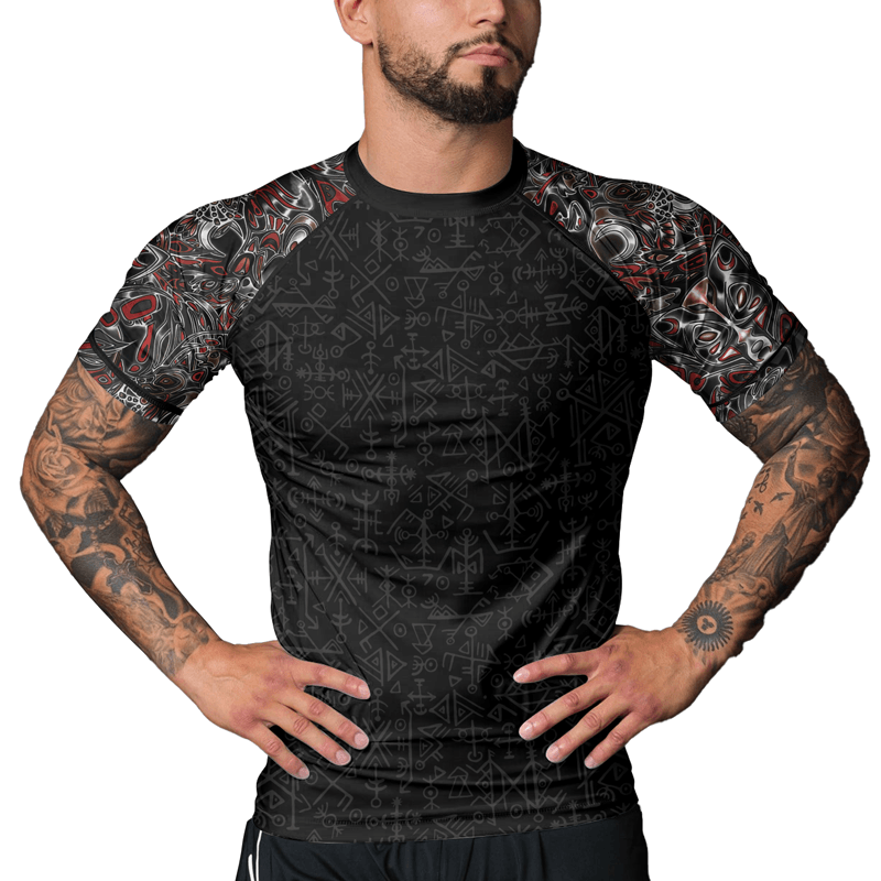 Rashninja Howling Wolf Men's Short Sleeve Rash Guard | Fightwear