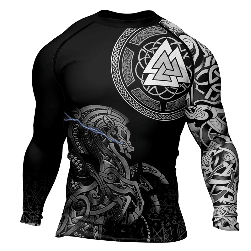 Rashninja Sleipnir Odin Horse Men's Long Sleeve Rash Guard - Rashninja LLC