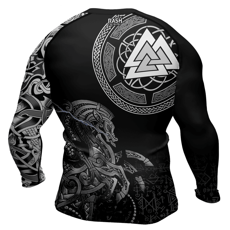 Rashninja Sleipnir Odin Horse Men's Long Sleeve Rash Guard - Rashninja LLC